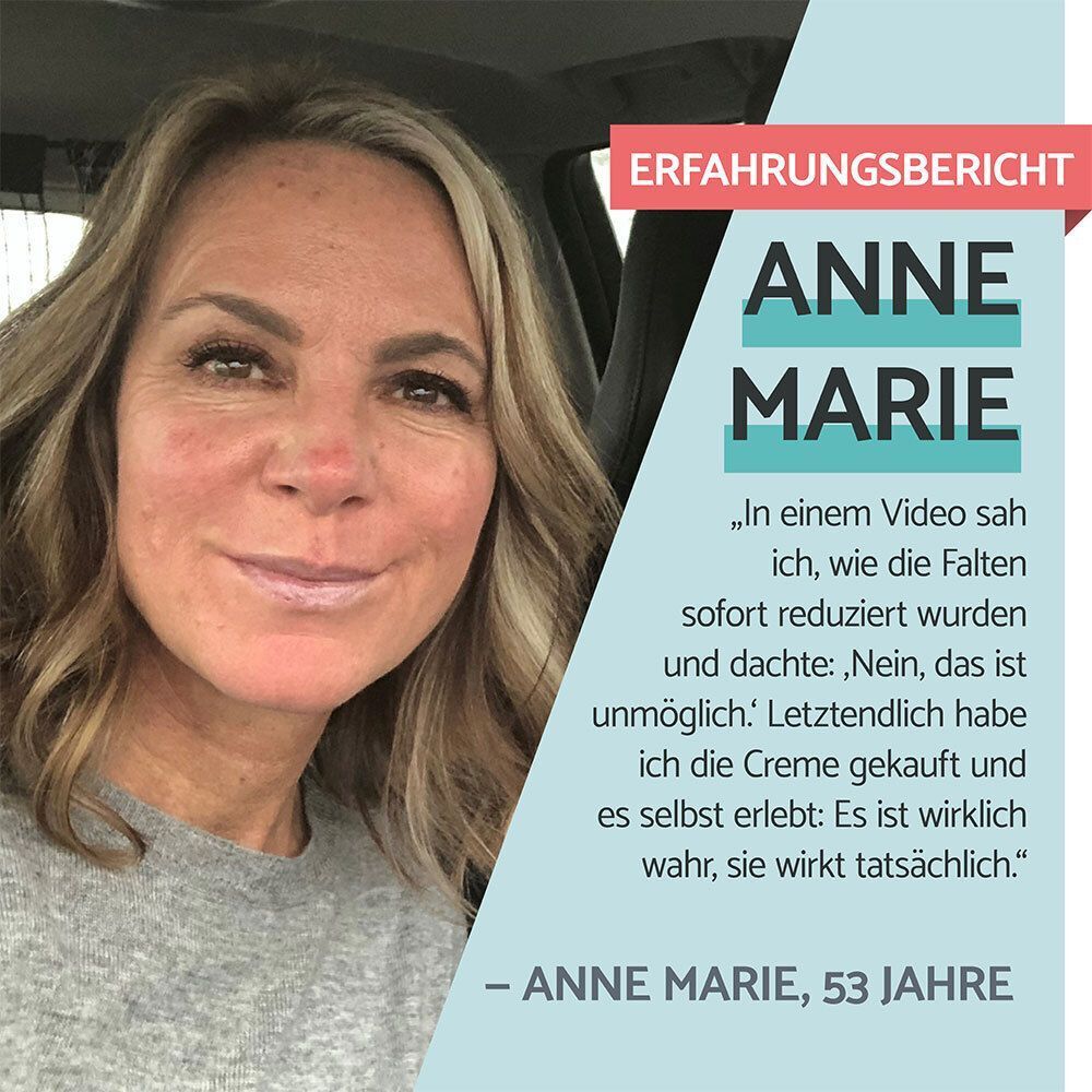 Erfahrungsbericht von Anne Marie, 53 Jahre. Zitat über die Wirkung des Produkts.