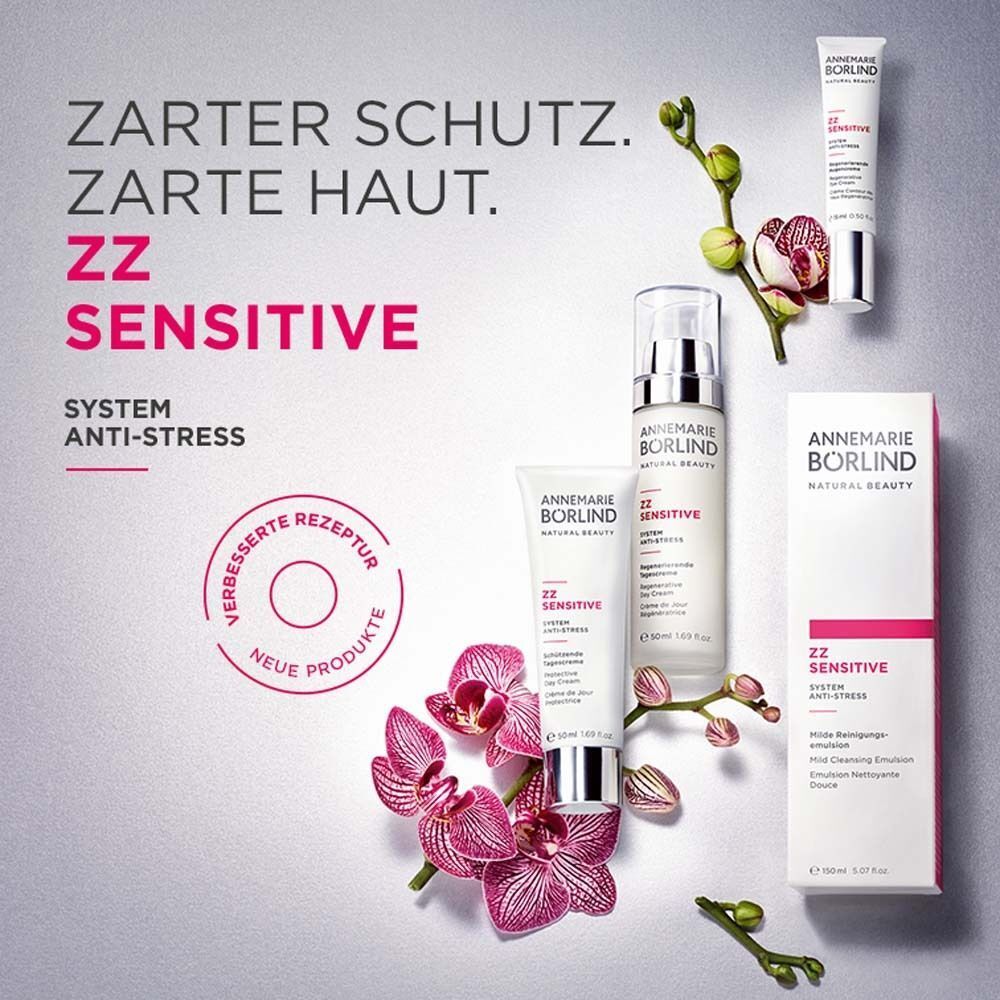 Produktpräsentation ANNEMARIE BÖRLIND ZZ SENSITIVE mit Nachtcreme und Orchideen.