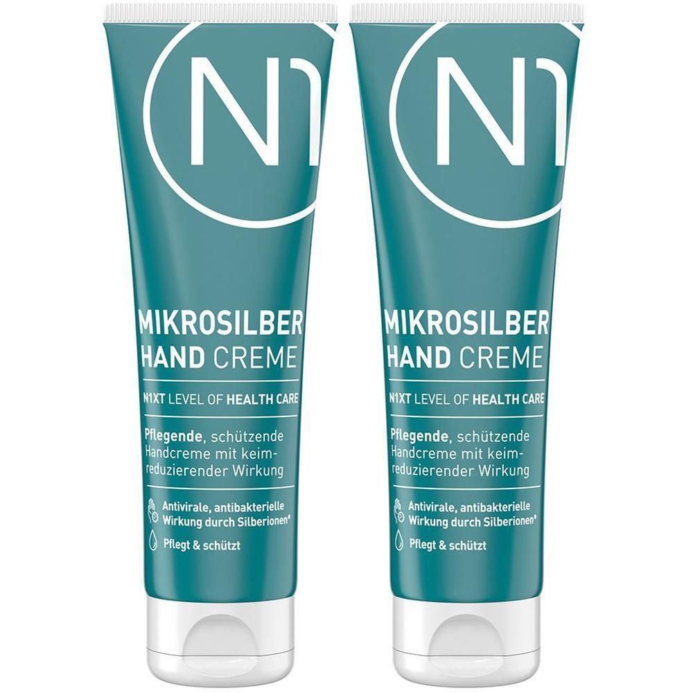 Zwei Tuben N1 Mikrosilber Handcreme nebeneinander.