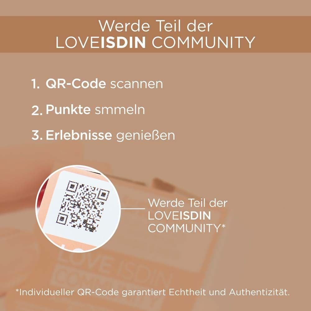 QR-Code auf Verpackung. Text: Werde Teil der LOVEISDIN COMMUNITY.