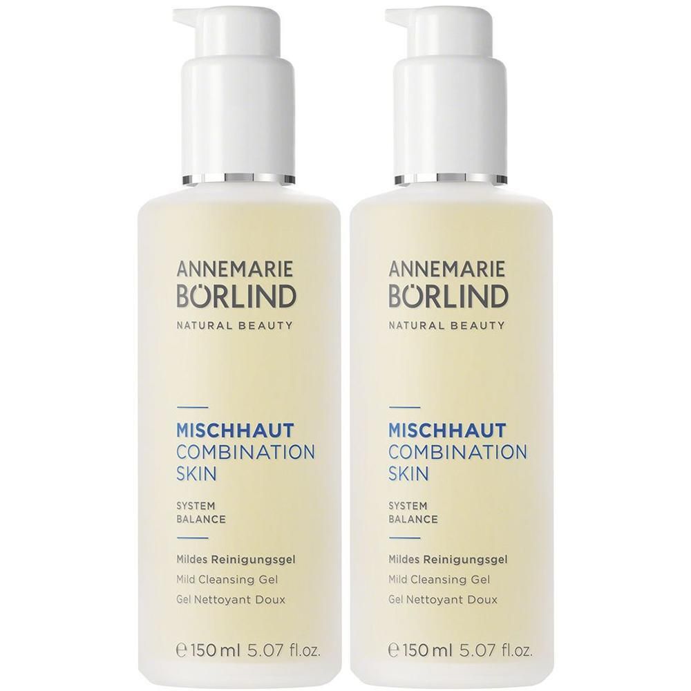 Zwei Flaschen ANNEMARIE BÖRLIND Mildes Reinigungsgel für Mischhaut, je 150 ml.