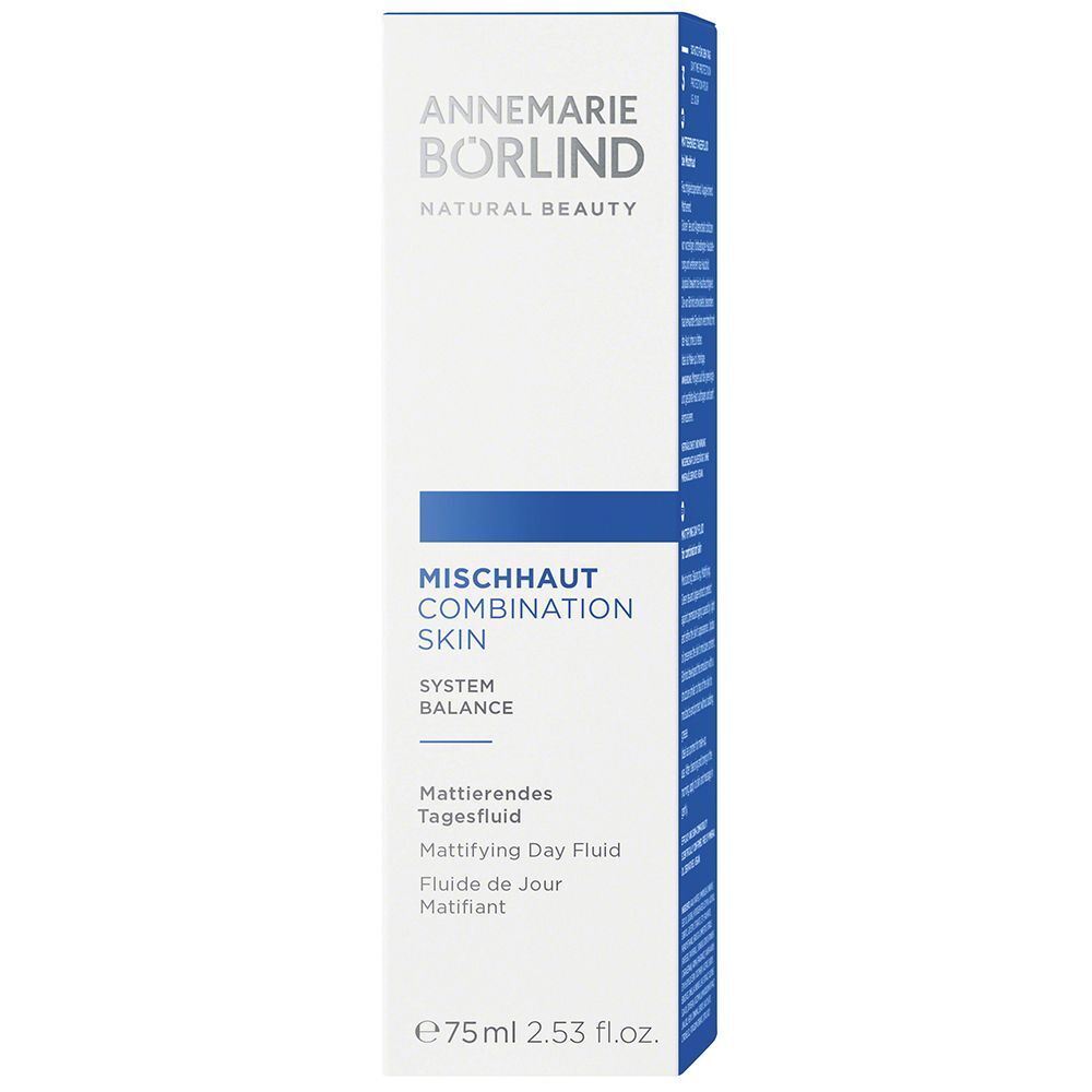 Verpackung des mattierenden Tagesfluids für Mischhaut, 75 ml.