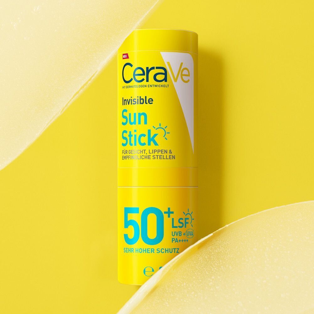 CeraVe Invisible Sun Stick LSF 50+, 8g. Hoher Schutz für Gesicht, Lippen und empfindliche Stellen.