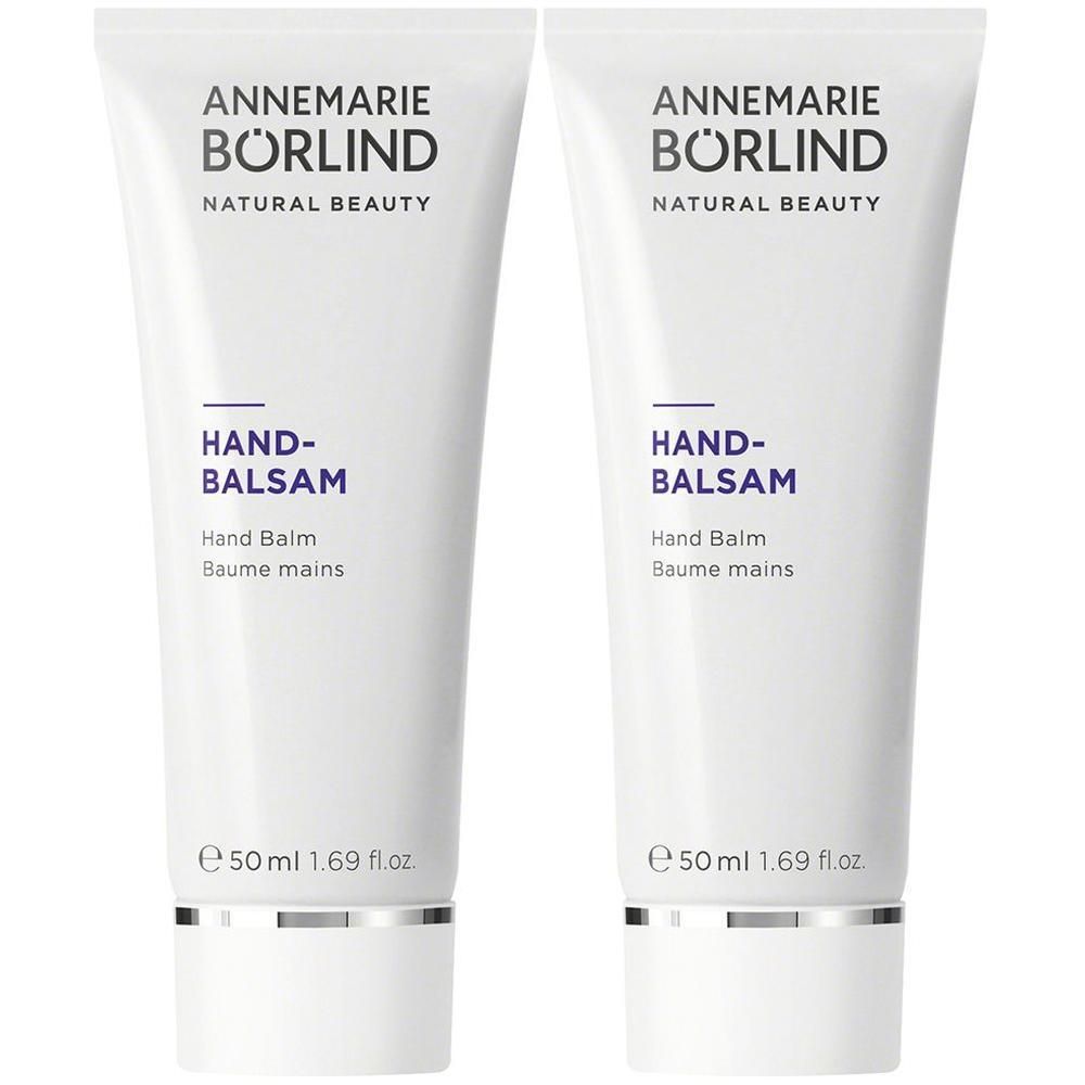 Zwei weiße Tuben ANNEMARIE BÖRLIND Hand-Balsam, 50 ml.
