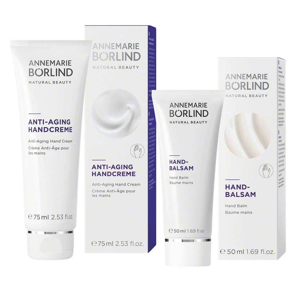 ANNEMARIE BÖRLIND Hand-Balsam (50 ml) und Anti-Aging Handcreme (75 ml) mit Faltschachteln.
