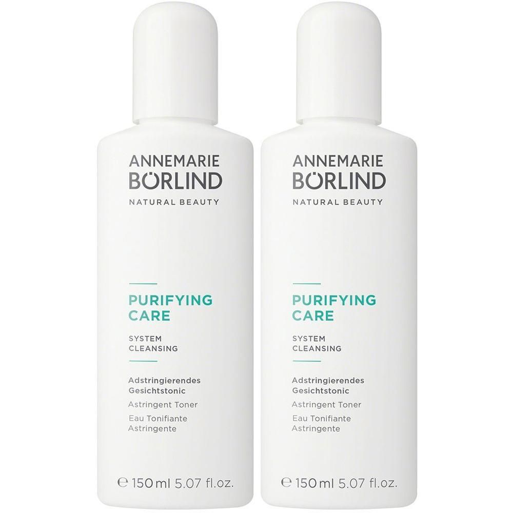 Zwei weiße Flaschen ANNEMARIE BÖRLIND Astringierendes Gesichtstonic, 150 ml.