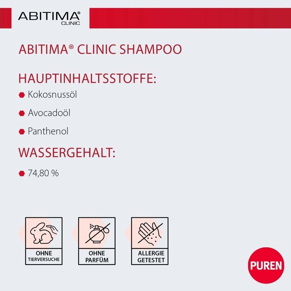Text: Hauptinhaltsstoffe, Wassergehalt. Logos: Ohne Tierversuche, Ohne Parfum, Allergie getestet. PUREN Logo.