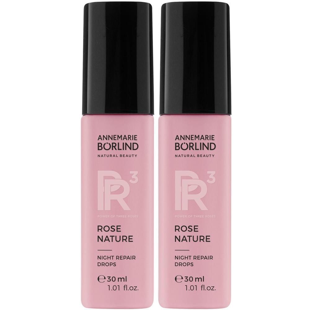 Zwei Flaschen ANNEMARIE BÖRLIND Rose Nature Night Repair Drops, je 30 ml.
