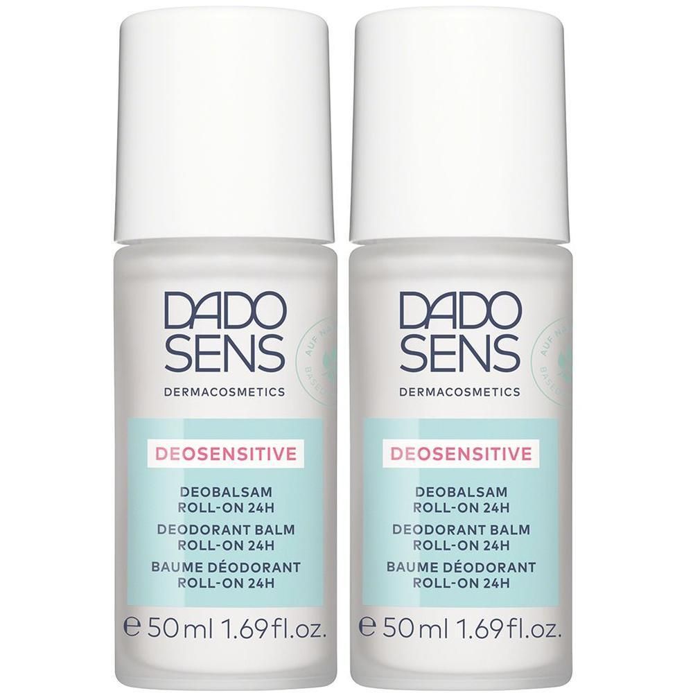 Zwei Dado Sens Deobalsam Roll-On 24h Deodorantflaschen, je 50ml.