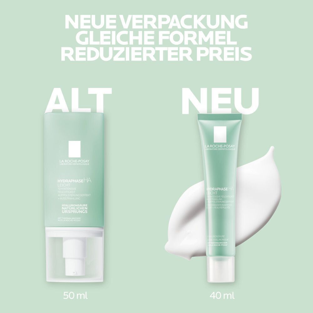 Vergleich: Alte und neue Verpackung La Roche-Posay Hydraphase HA Leicht.