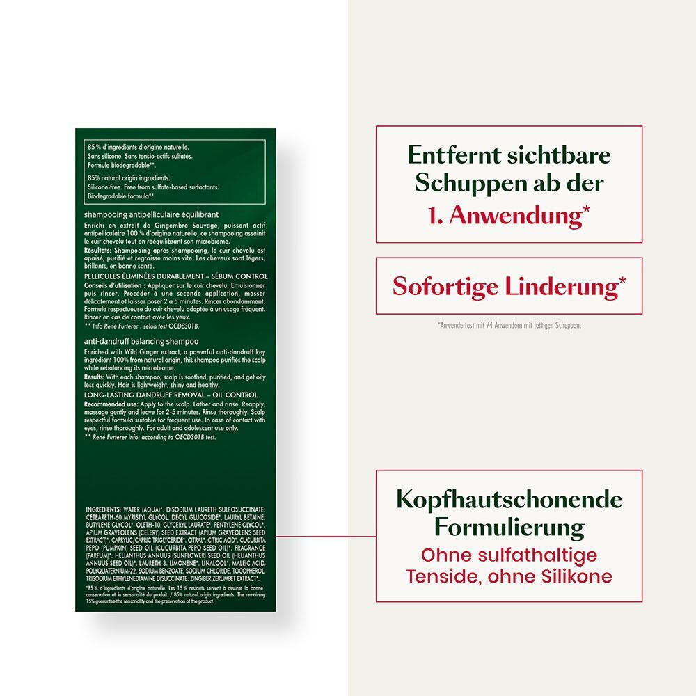 Text auf weißem Hintergrund. Text: Inhaltsstoffe, 85% Inhaltsstoffe natürlichen Ursprungs, etc. Sofortige Linderung.