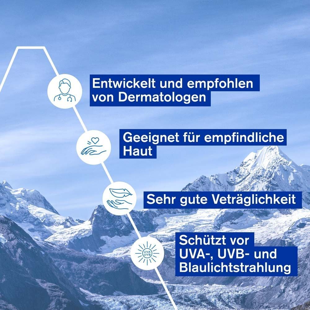 Grafik mit Text: Entwickelt und empfohlen von Dermatologen. Geeignet für empfindliche Haut. Sehr gute Verträglichkeit.