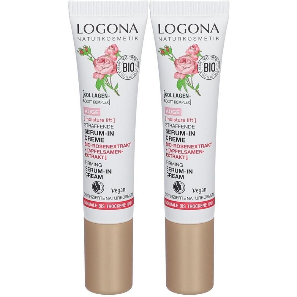 Zwei Tuben Creme. Weiß mit Aufdruck. Logo und Produktbezeichnung. Bio-Siegel. Brauner Verschluss. Vegan.