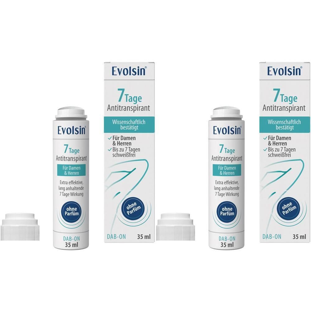 Evolsin 7 Tage Antitranspirant Dab-On Flaschen und Kartons, 35 ml.
