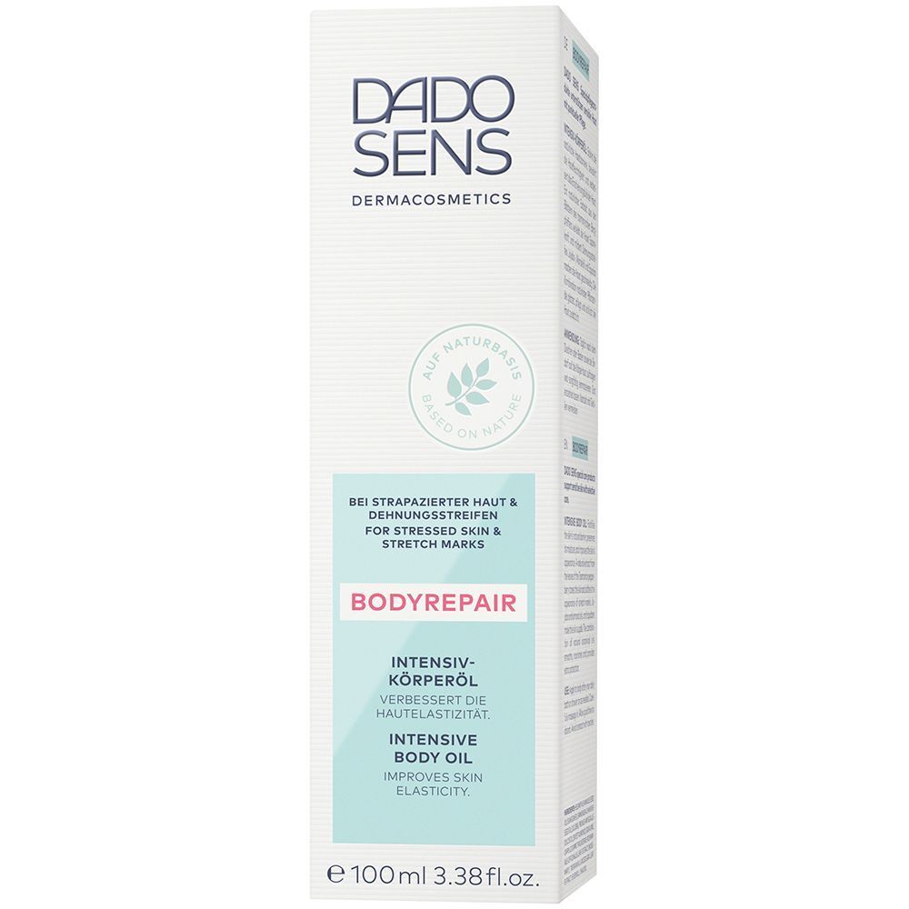 Weiße Verpackung DADO SENS BODYREPAIR Intensiv-Körperöl, 100ml.