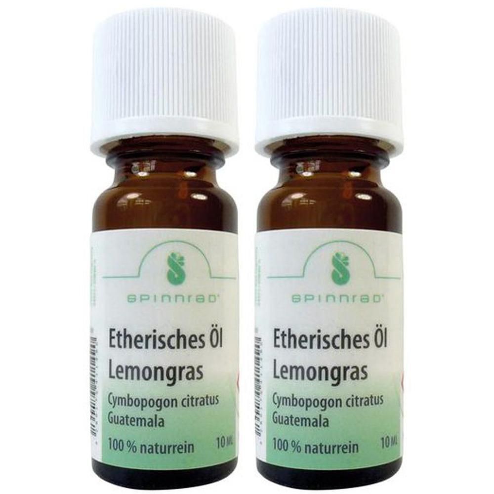 Zwei braune Glasflaschen mit weißem Deckel. Etikett mit Produktnamen, Marke Spinnrad und Inhaltsangaben.