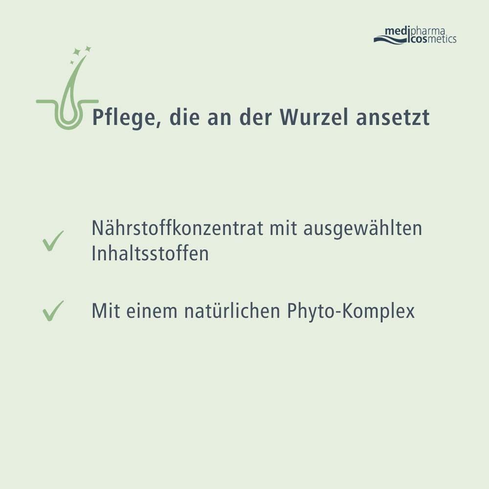 Grafik: Pflege, die an der Wurzel ansetzt. Nährstoffkonzentrat mit Inhaltsstoffen, mit Phyto-Komplex.