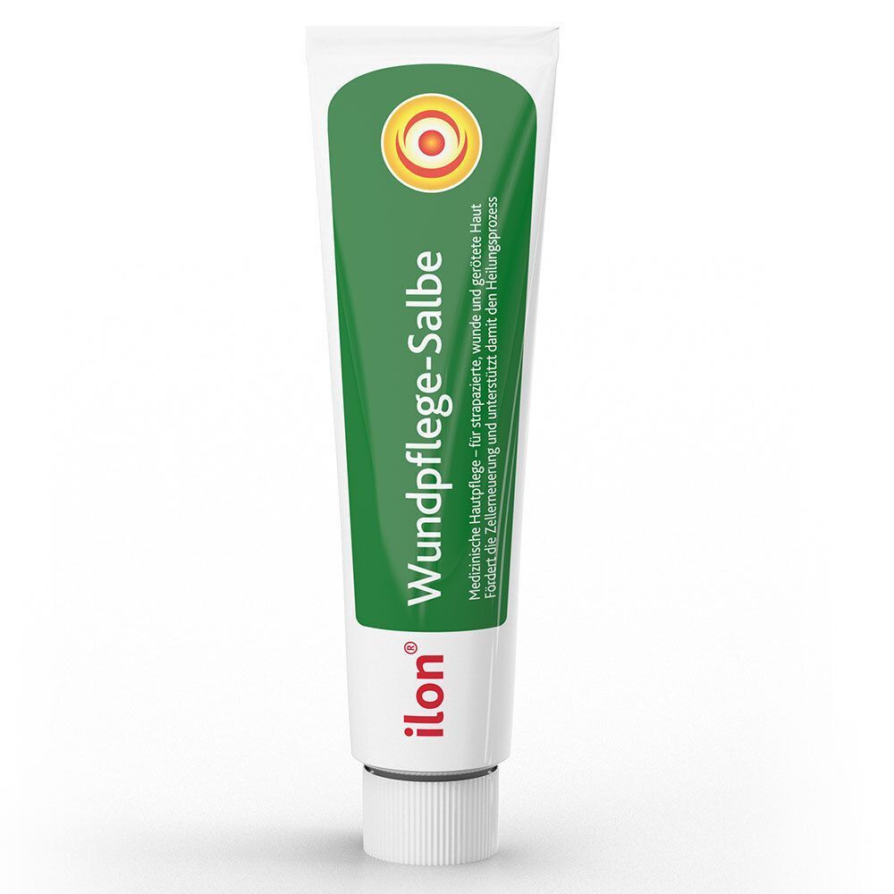 Tube mit "ilon Wundpflege-Salbe" Schriftzug. Grün-weiße Farbgebung.