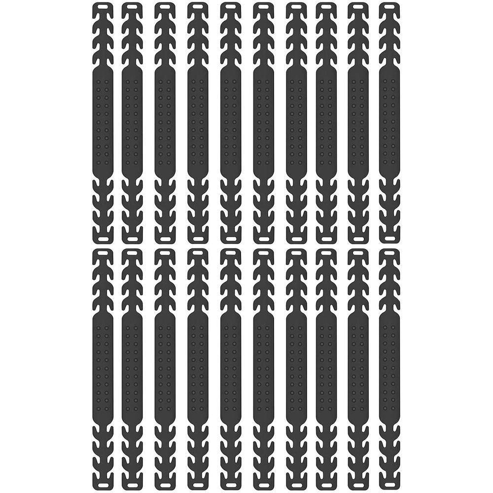 Dunkelgraue Maskenhalter-Ohrhaken. Mehrere Reihen mit Haken an beiden Enden und einer Reihe von Löchern in der Mitte.