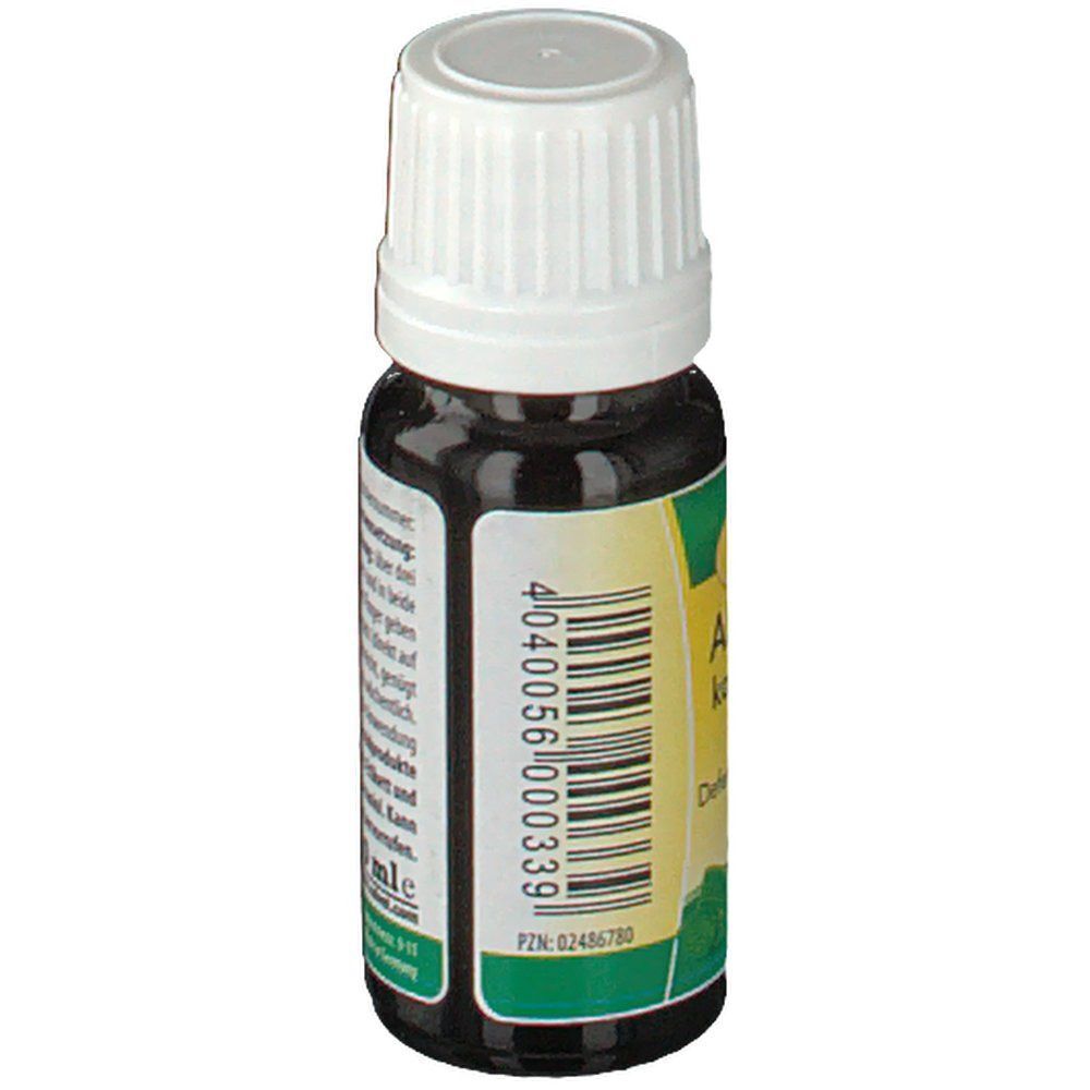 Flasche ABWEHRKONZENTRAT mild vet. mit weißem Schraubverschluss. Gelb-grünes Etikett mit Barcode und Produktinformationen.