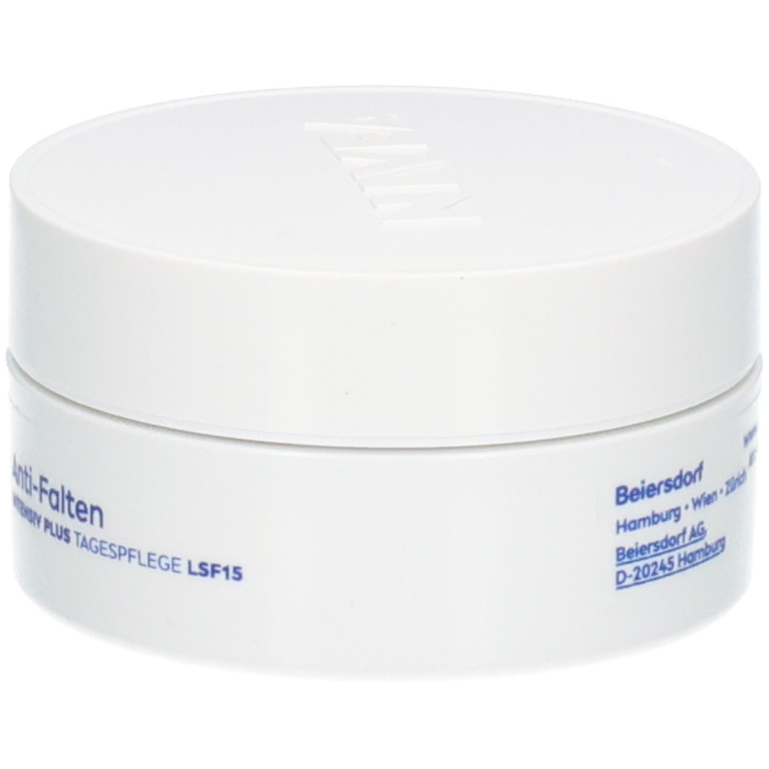 Seitenansicht des NIVEA Vital Anti-Falten Intensiv Plus Tagespflege LSF 15 Tiegels mit LSF 15 Angabe.