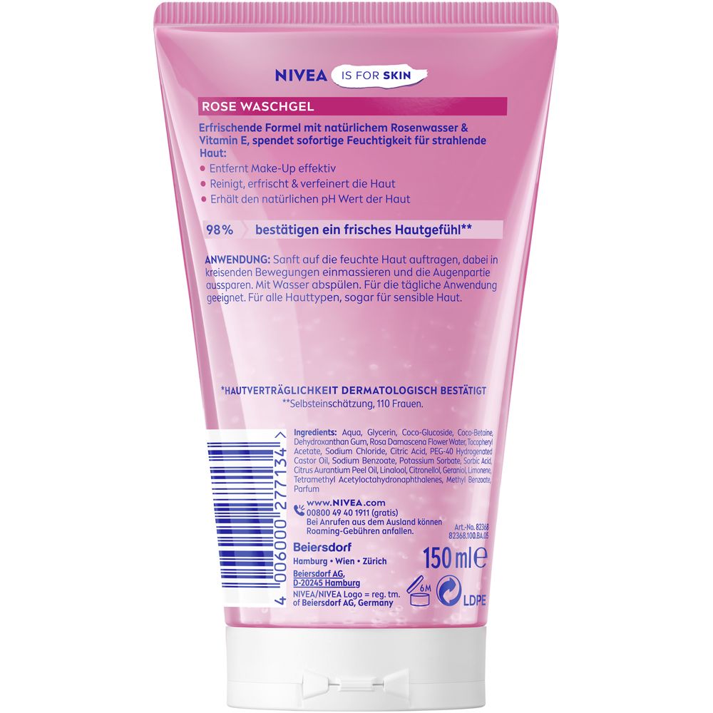 NIVEA Rose Waschgel 150ml mit Rosenwasser & Vitamin E.