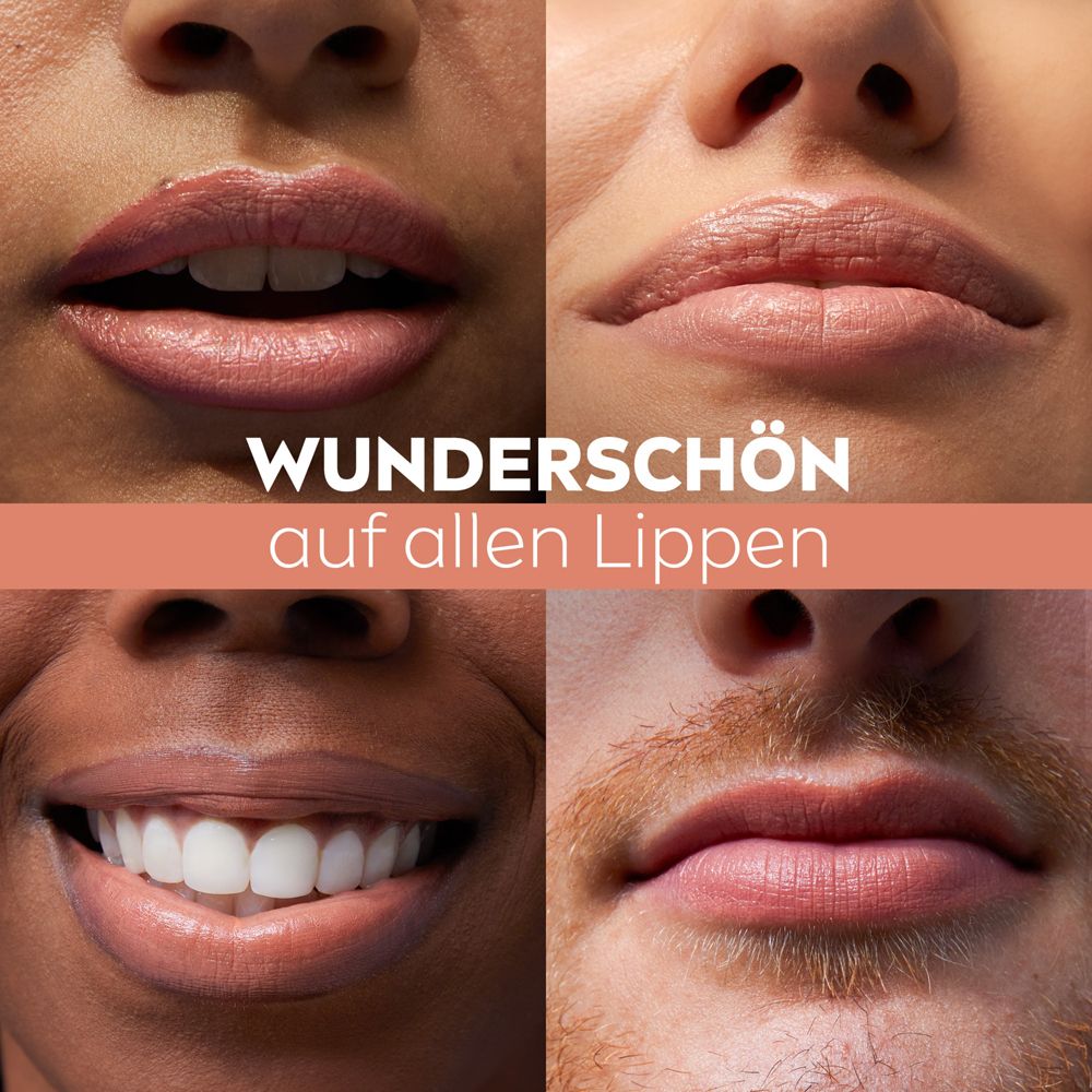 Labello Caring Beauty NUDE Lippenpflege im Karton, mit aufgestecktem und offenem Stick. LSF 30.