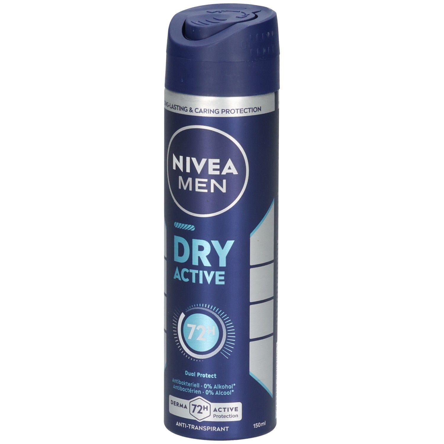 NIVEA MEN Dry Active Deo Spray: Blaue Dose mit silbernen Akzenten, 72h Schutz.