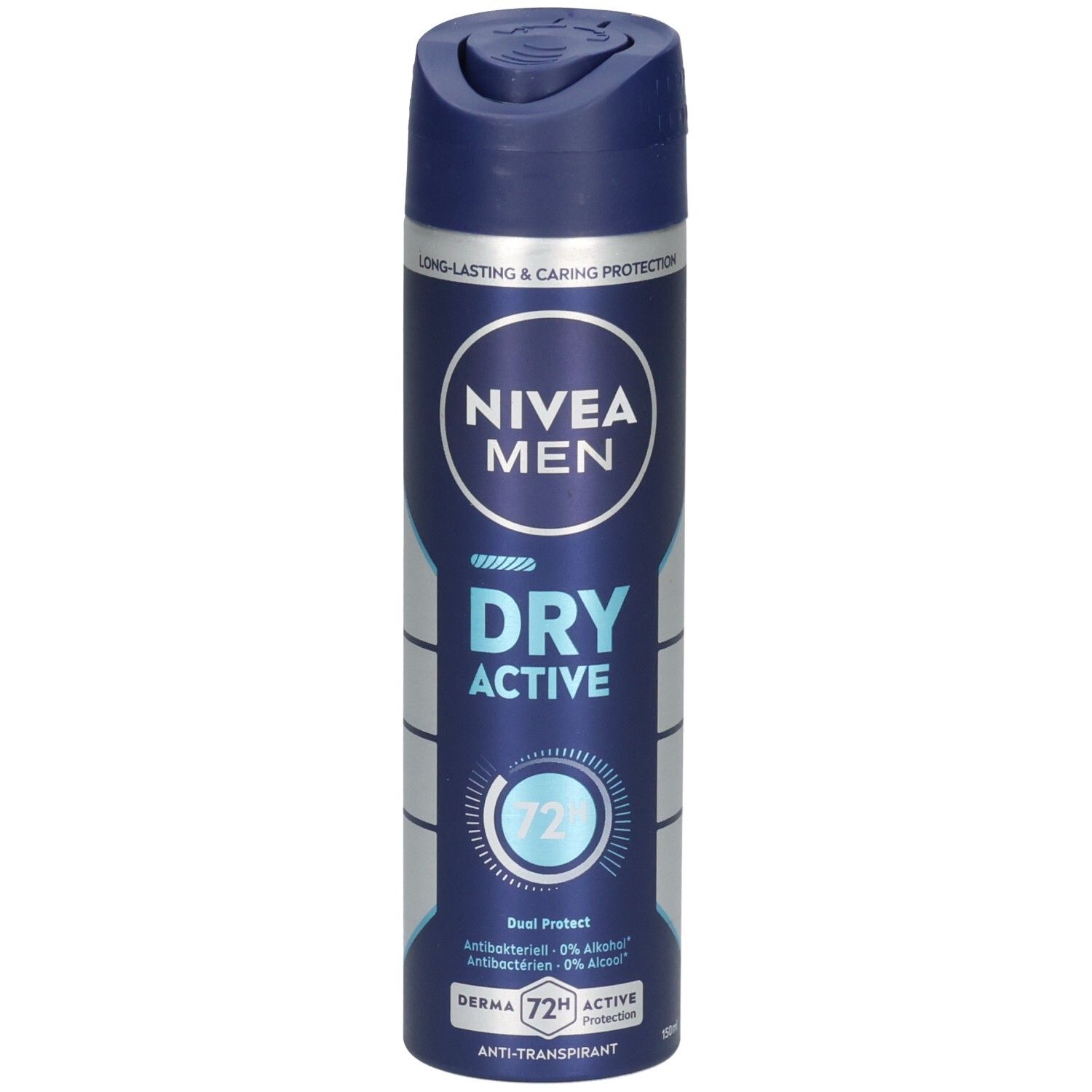 NIVEA MEN Dry Active Deo Spray: Blaue Dose mit silbernen Akzenten, 72h Schutz.