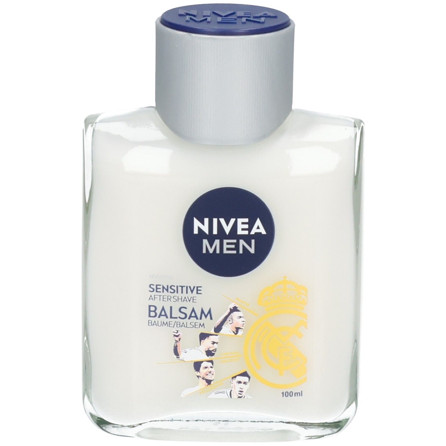 Nivea Men Sensitive Aftershave Balsam in Glasflasche mit blauem Deckel. 100ml.