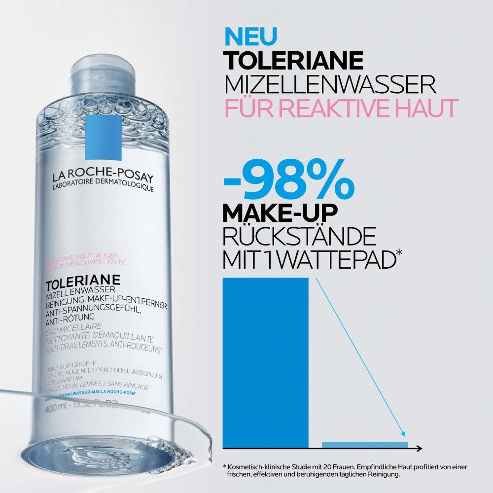 La Roche-Posay Mizellenwasser für reaktive Haut: 98% Make-up-Entfernung mit einem Pad.