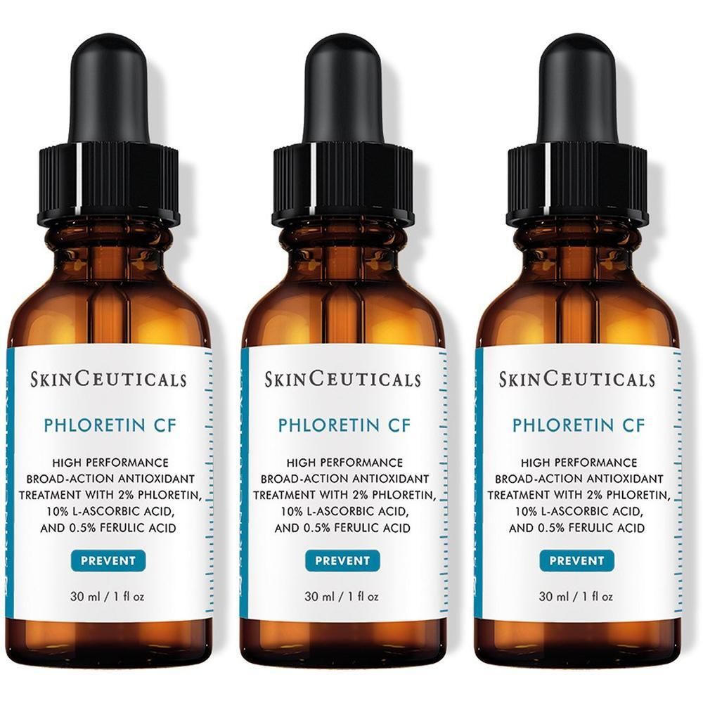 Drei Flaschen SkinCeuticals Phloretin CF Serum mit Pipettenverschluss, 30 ml.