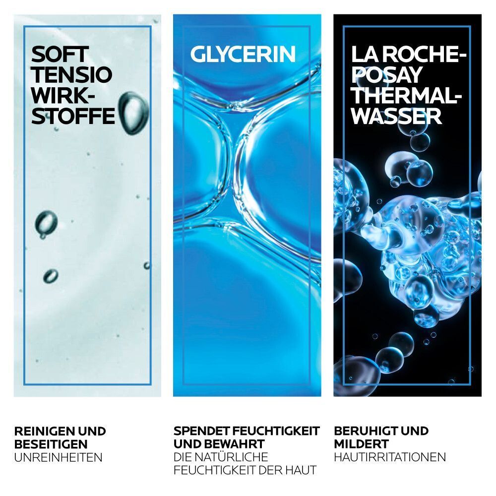 La Roche Posay Mizellenwasser: milde Tenside, Glycerin für Feuchtigkeit, Thermalwasser.