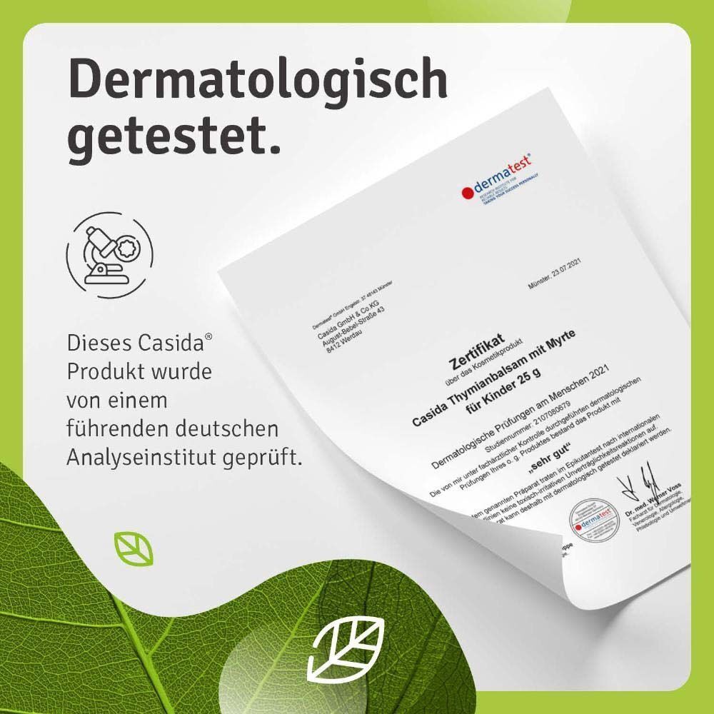 Casida Thymianbalsam mit Myrte für Kinder 25g: Dermatologisch getestet von einem führenden Institut.