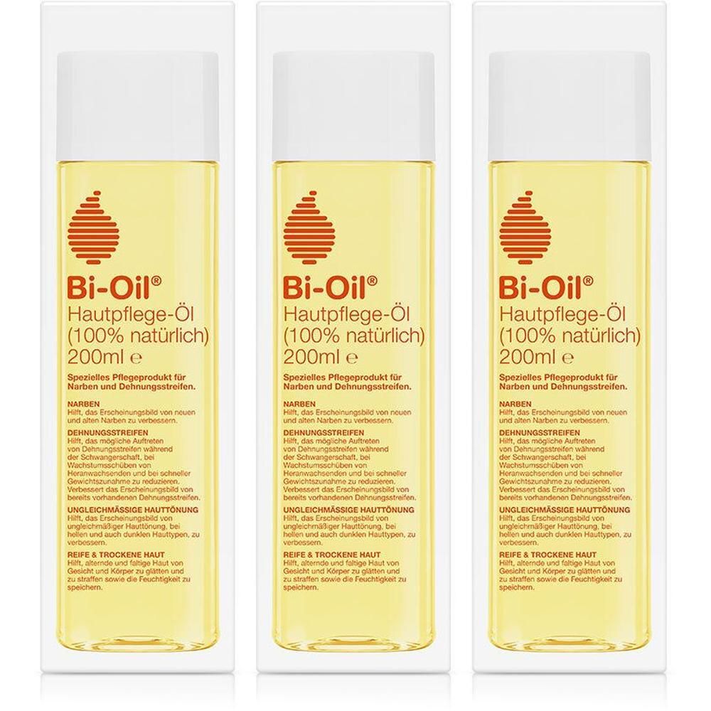 Drei Flaschen Bi-Oil Mama Hautpflege-Öl 200ml.