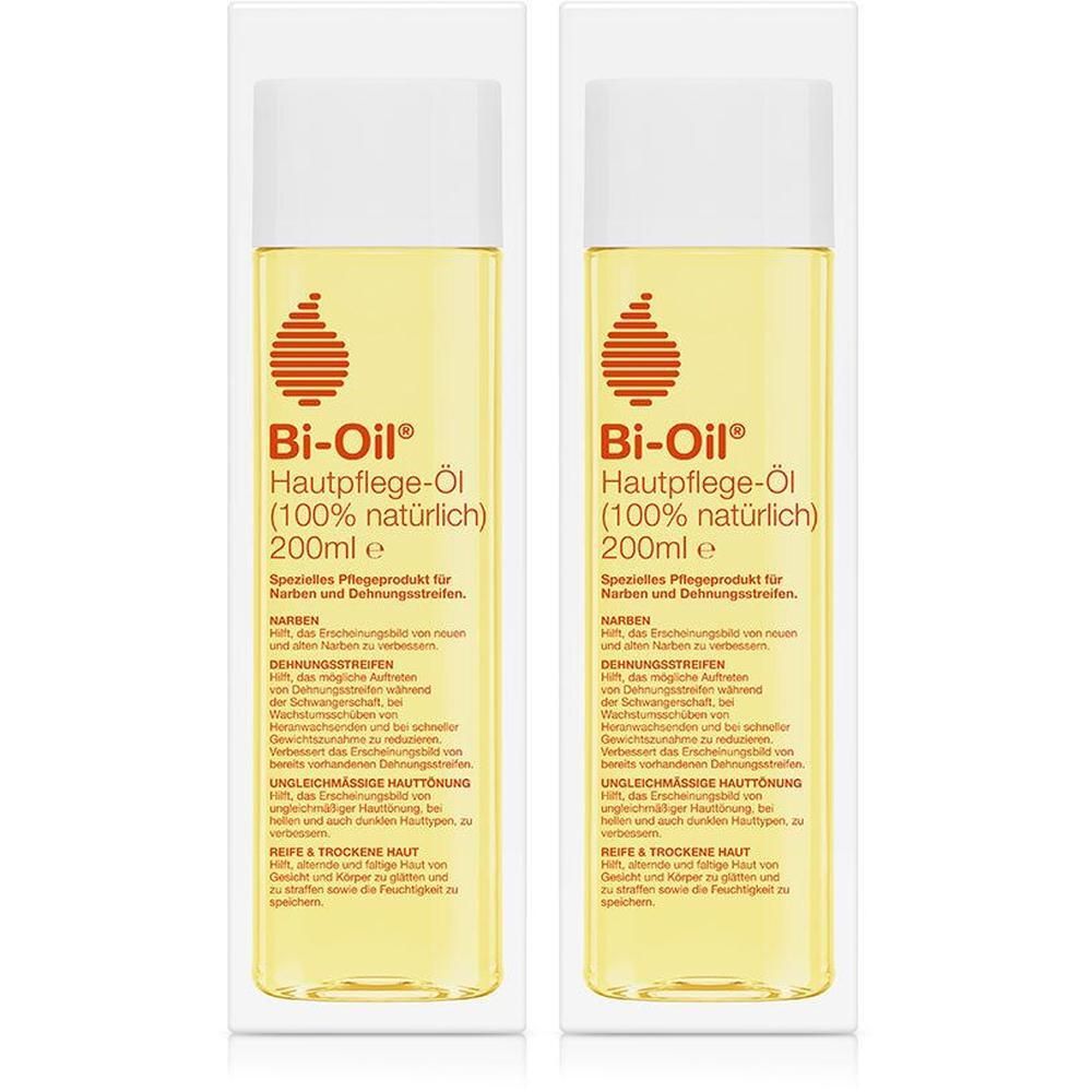 Zwei Flaschen Bi-Oil Mama Hautpflege-Öl, 200ml.