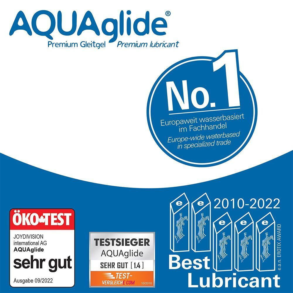 AQUAGLIDE Premium Gleitgel mit Auszeichnungen: Nr. 1 in Europa, Öko-Test sehr gut, Testsieger.