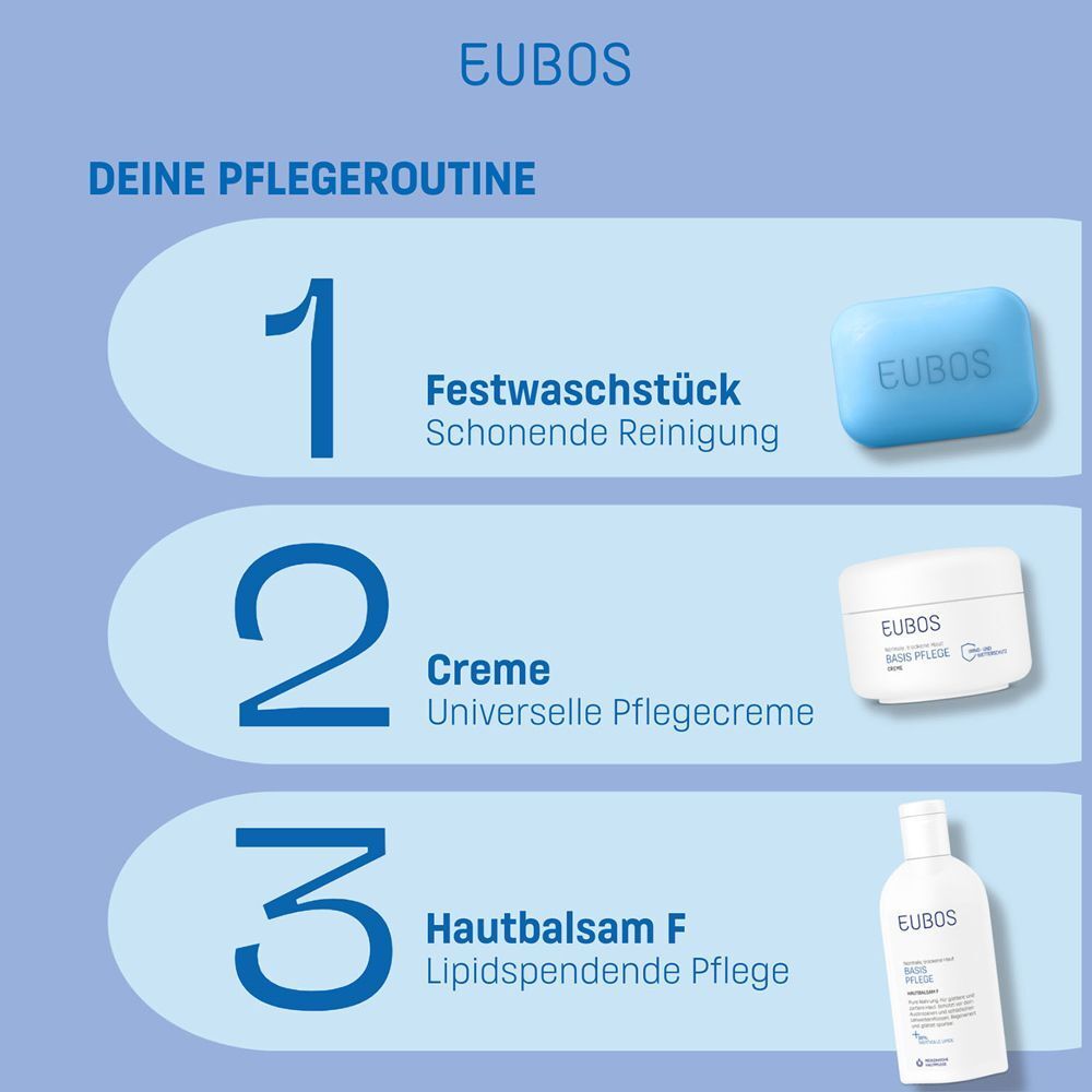 Pflege-Routine: EUBOS Stück, Creme und Hautbalsam F.
