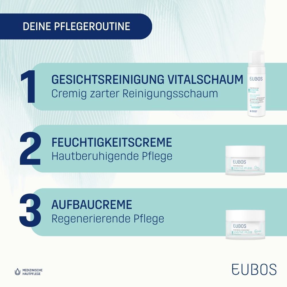 Pflege-Routine: Gesichtsreinigung, Feuchtigkeitscreme, Aufbaucreme von EUBOS.