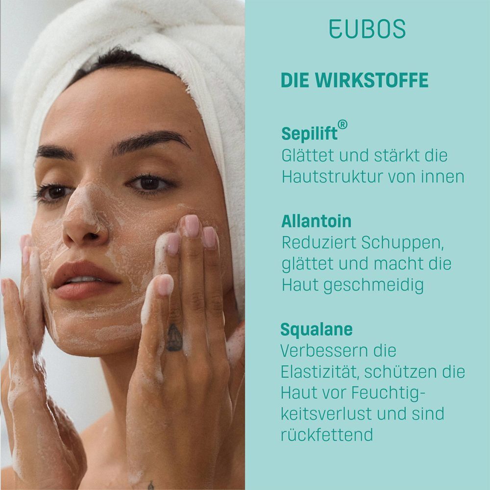 EUBOS Sensitive Pflege: Wirkstoffe Sepilift, Allantoin, Squalane.