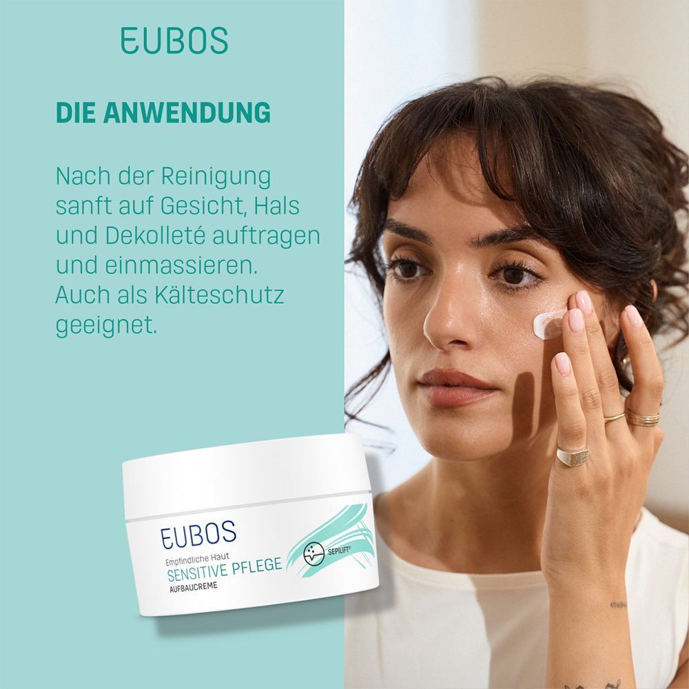 EUBOS Sensitive Pflege Aufbaucreme: Anwendung auf Gesicht, Hals und Dekolleté.
