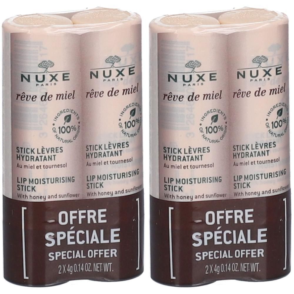 Zwei NUXE Rêve de Miel Lippenpflegestifte im Doppelpack. 100% natürliche Inhaltsstoffe.