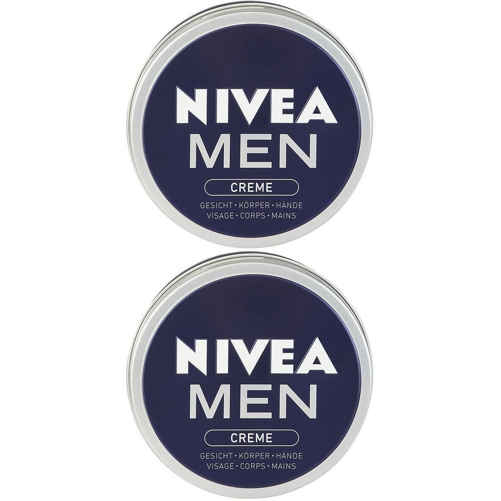 Zwei NIVEA MEN Creme Dosen, dunkelblau mit weißer Schrift.