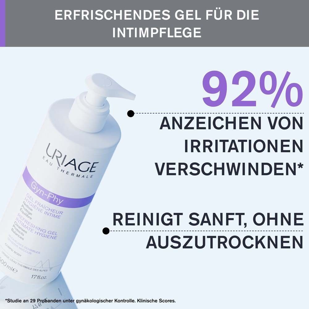 Uriage Gyn-Phy Gel: 92% der Irritationen verschwinden, reinigt sanft ohne auszutrocknen.