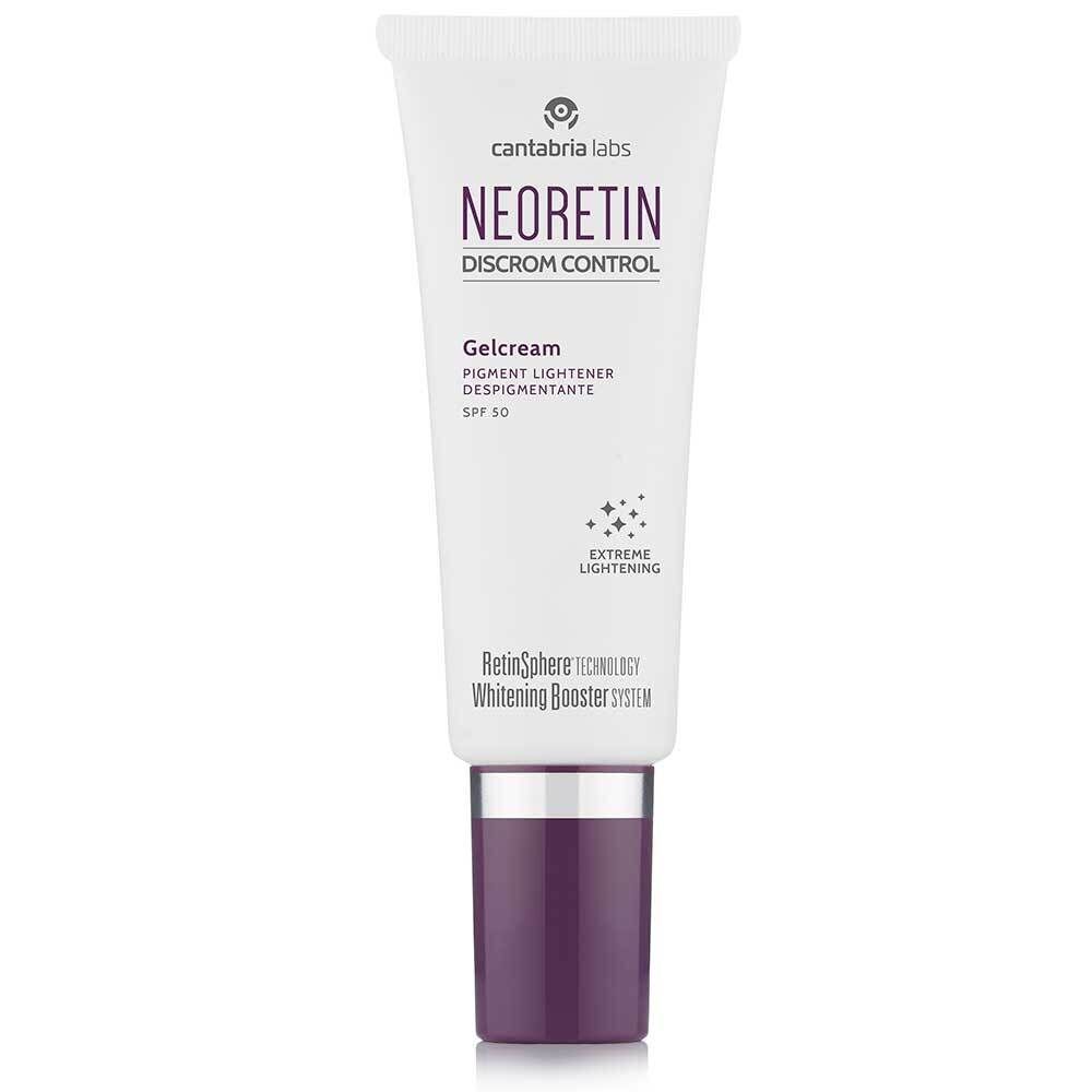 Eine Tube Neoretin Discrom Control Gelcream SPF 50 mit RetinSphere Technology.