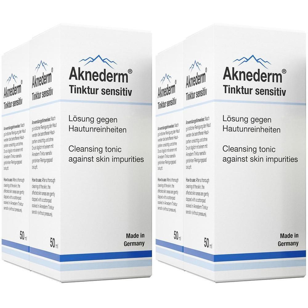 Zwei Packungen Aknederm Tinktur sensitiv, Lösung gegen Hautunreinheiten, 50ml.