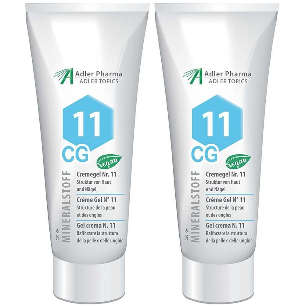 Zwei Tuben MINERALSTOFF Cremegel Nr. 11 von Adler Pharma. Mit "vegan"-Siegel.
