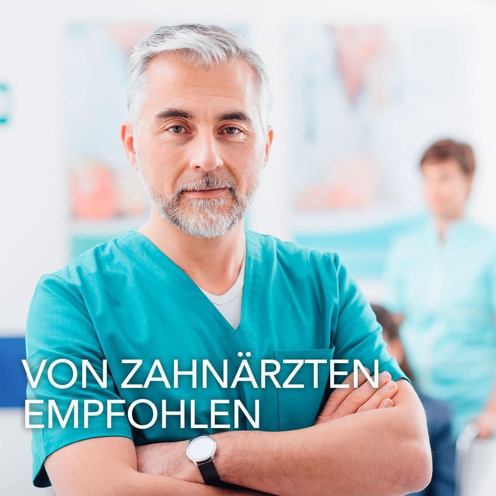Packung Elmex Sensitive Professional Zahnpasta mit Eiswürfeln und Wasserspritzern.
