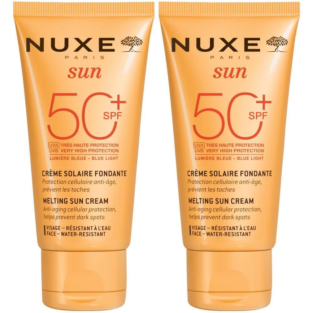 Zwei Tuben Nuxe Sun Sonnencreme Gesicht LSF 50, 50ml.