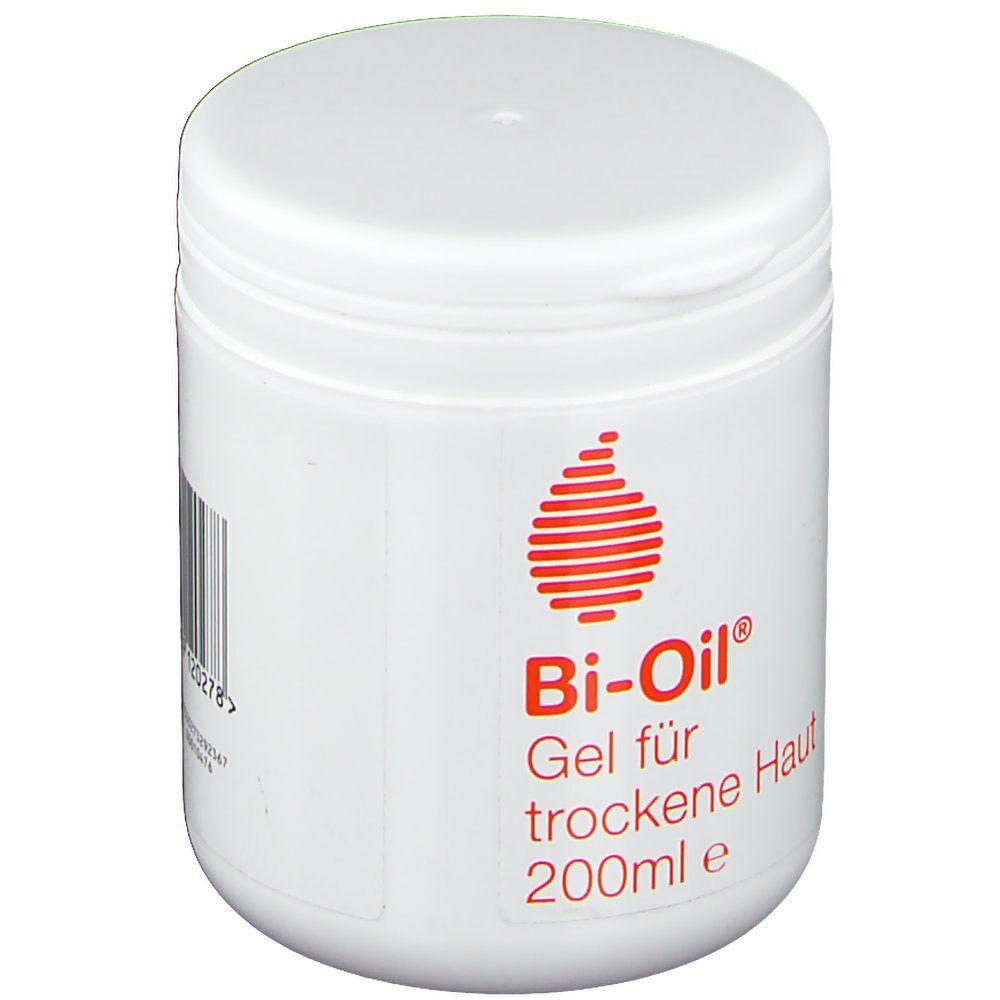 Ein weißer Tiegel mit Bi-Oil® Gel für trockene Haut, 200ml.